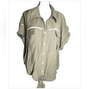 Sweet Rain Button Down Tie Blouse